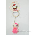 Hot cute pink color small rubber doll charm keychain with hellokitty design